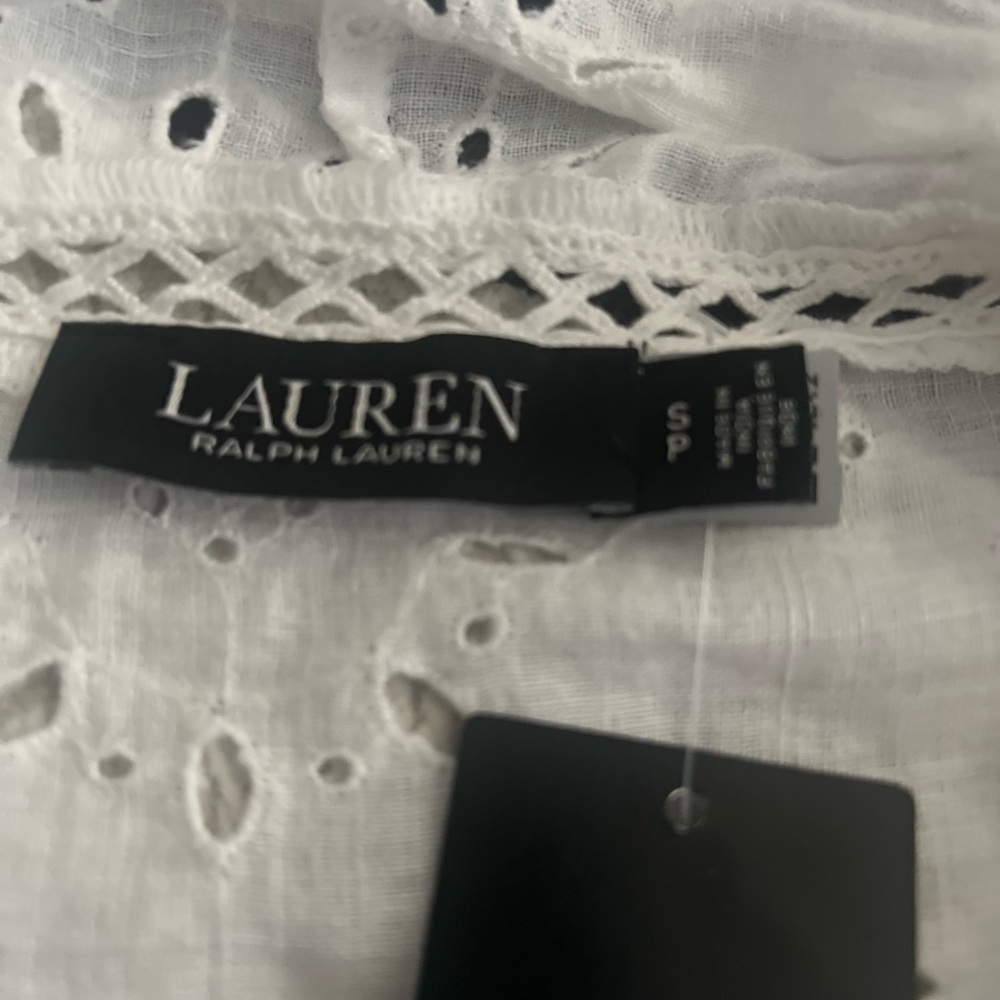 Lauren Ralph Lauren NWT White Eyelet Linen Duster Cottagecore Boho Coastal Small - Picture 10 of 15